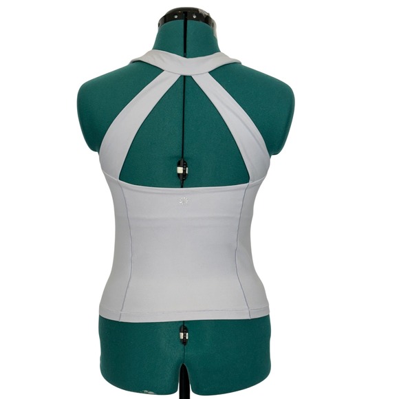 Athleta Tops - Athleta Womens High Neck Open Back Active Tank Top Light Blue Grey Size S P